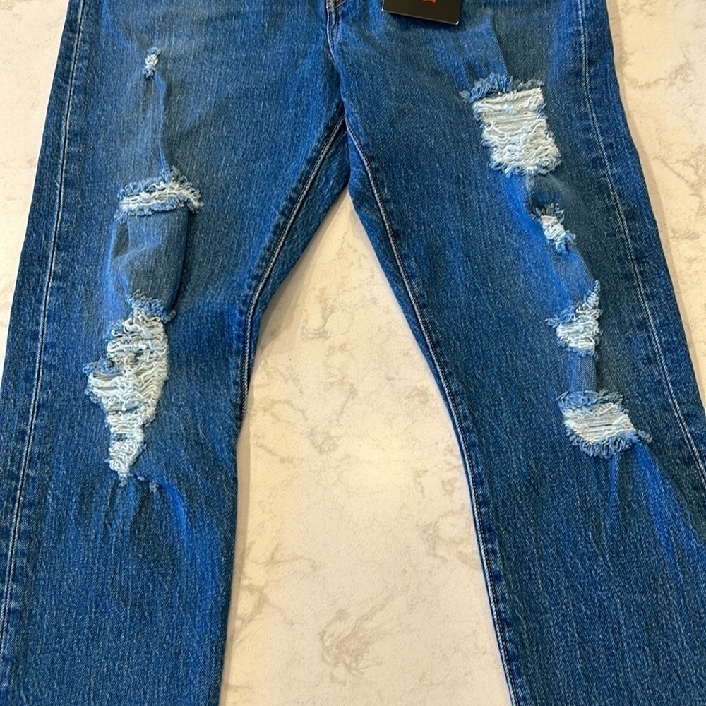 Levi's Premium 501 S Big E Women's Buttonfly Distressed Skinny Jeans Size 28x28 - Picture 3 of 16